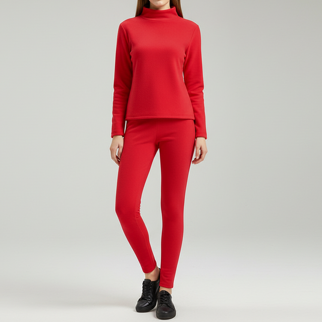 Elena Fleece Mock-Neck Two-Piece Lounge Set
