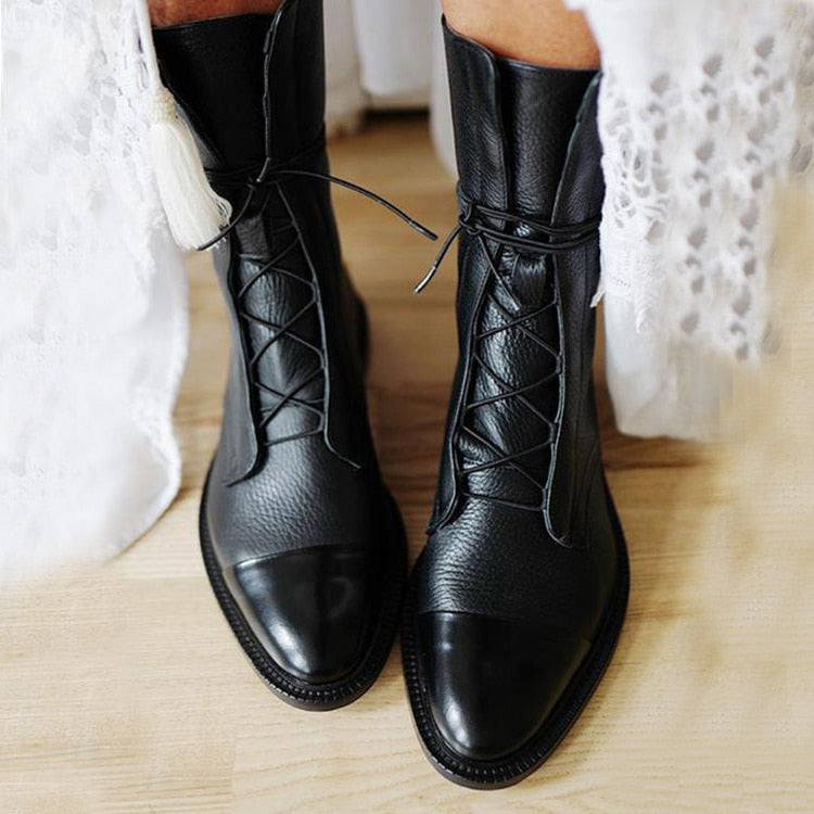 Honora Cap-Toe Lace-Up Lug Sole Boots