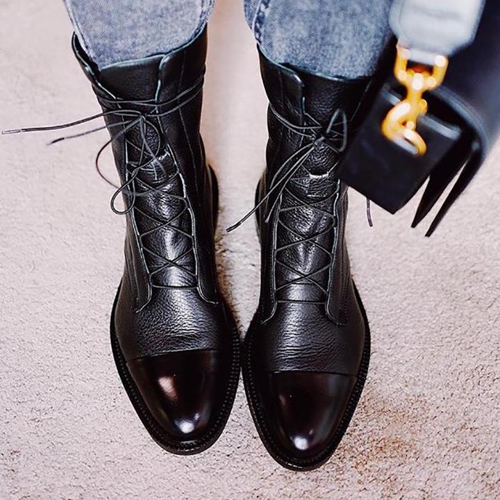 Honora Cap-Toe Lace-Up Lug Sole Boots