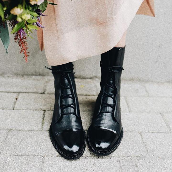Honora Cap-Toe Lace-Up Lug Sole Boots