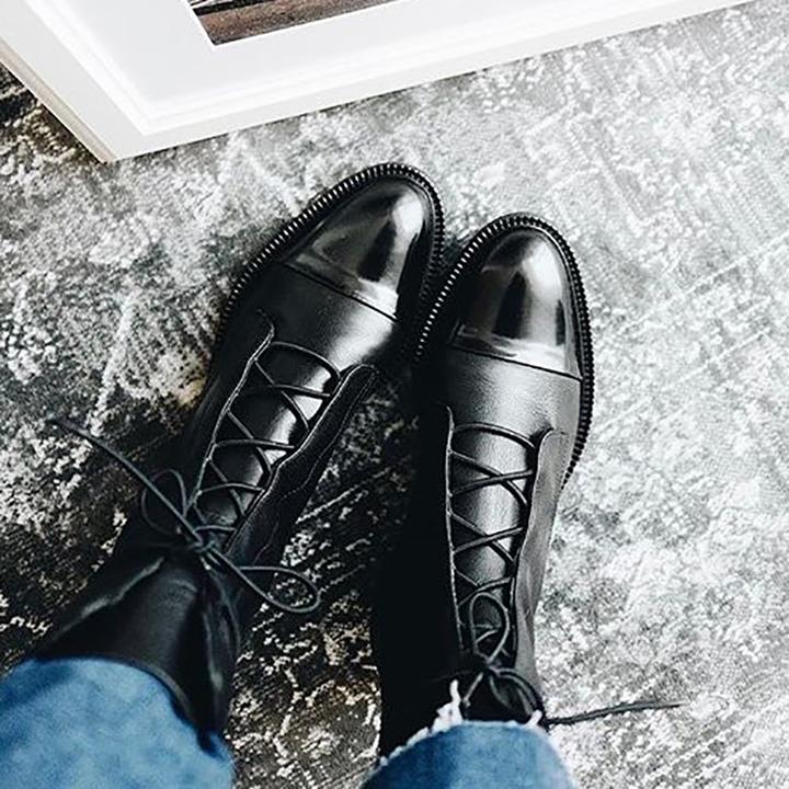Honora Cap-Toe Lace-Up Lug Sole Boots