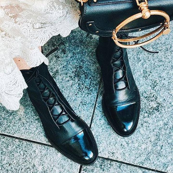 Honora Cap-Toe Lace-Up Lug Sole Boots