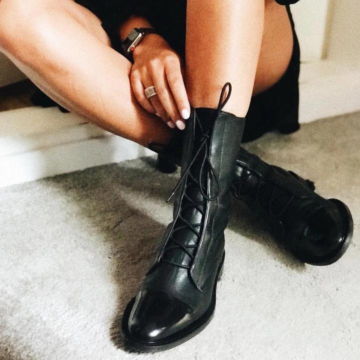 Honora Cap-Toe Lace-Up Lug Sole Boots