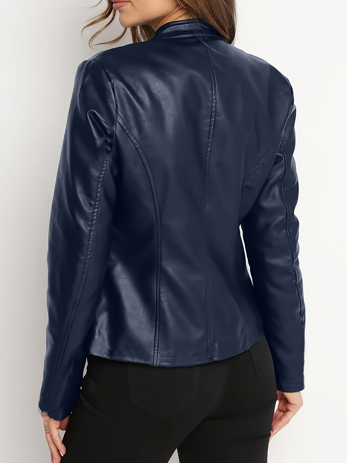Vivien Sculpted Zip-Front Biker Jacket