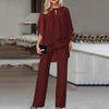 Selenne Cape-Sleeve Wide-Leg Two-Piece Set Formal