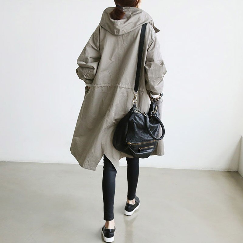 Emmeline Hooded Button-Front Trench Coat