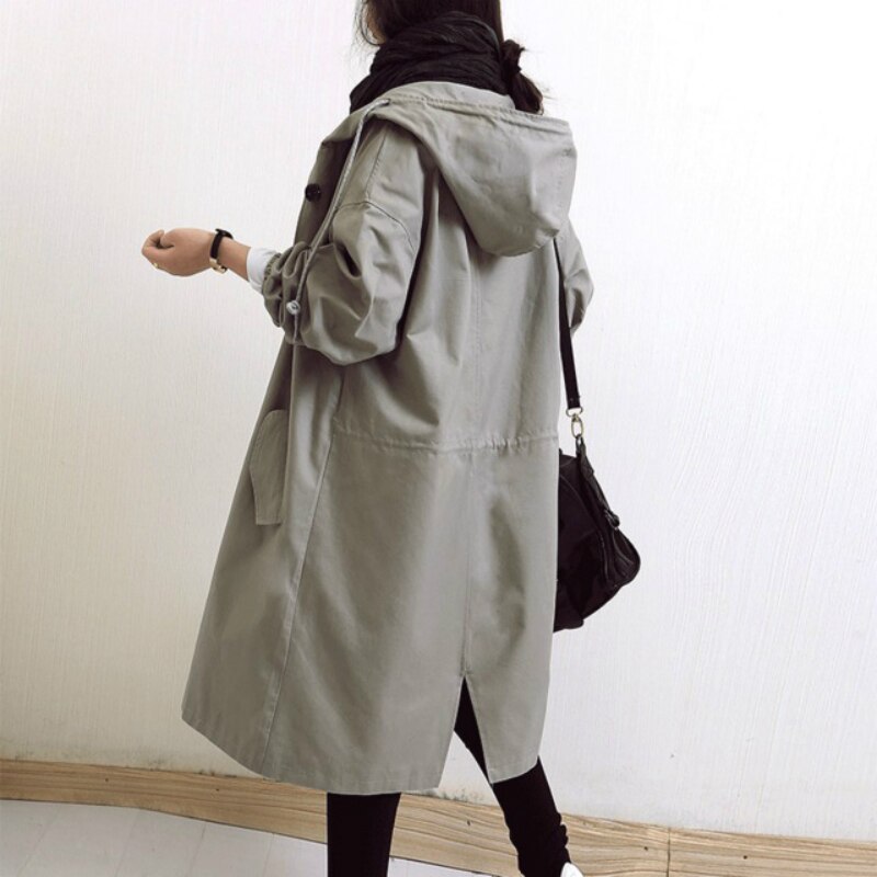 Emmeline Hooded Button-Front Trench Coat