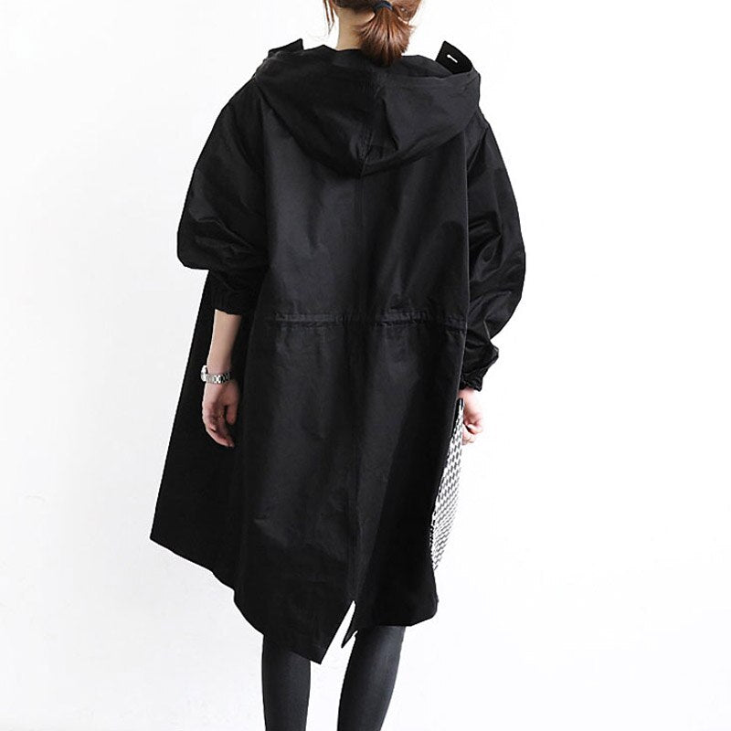 Emmeline Hooded Button-Front Trench Coat