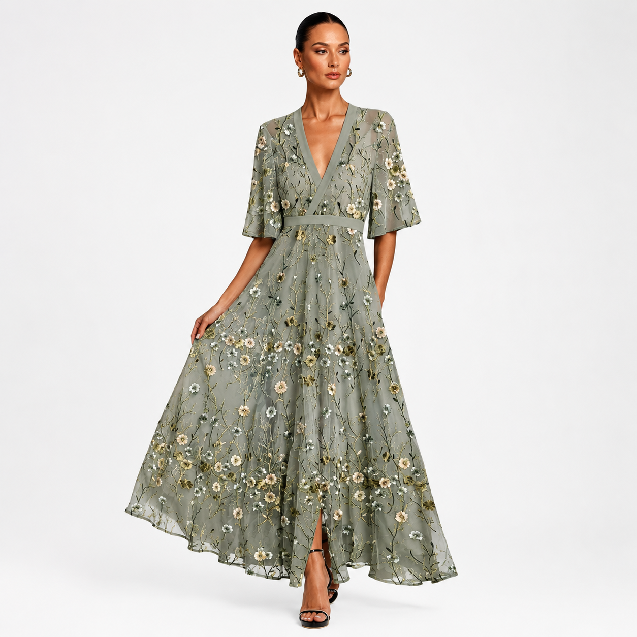 Floral Maxi Dress Elegant Flowing Casual Summer Occasion Dress