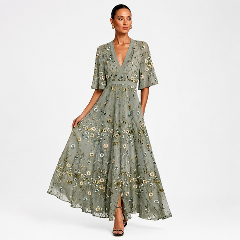 Floral Maxi Dress Elegant Flowing Casual Summer Occasion Dress