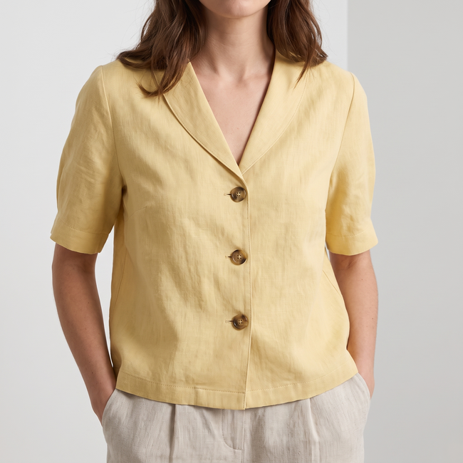 Camille Tailored Short-Sleeve Button-Up Blouse