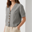 Camille Tailored Short-Sleeve Button-Up Blouse