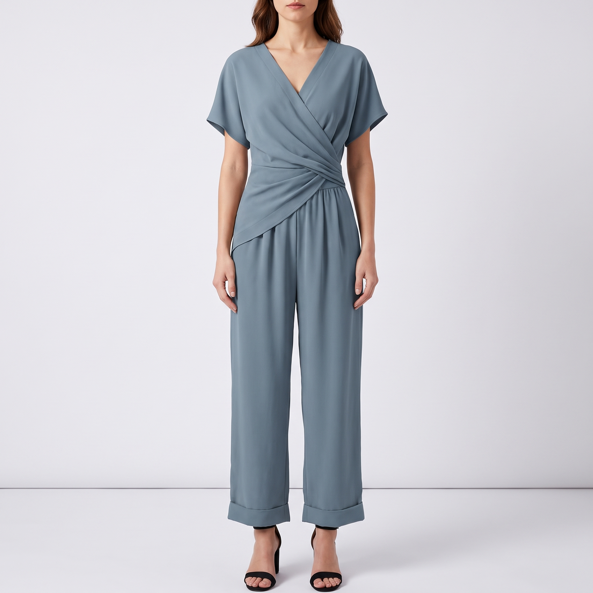 Giselle Wrap-Top and Straight-Leg Pant Set