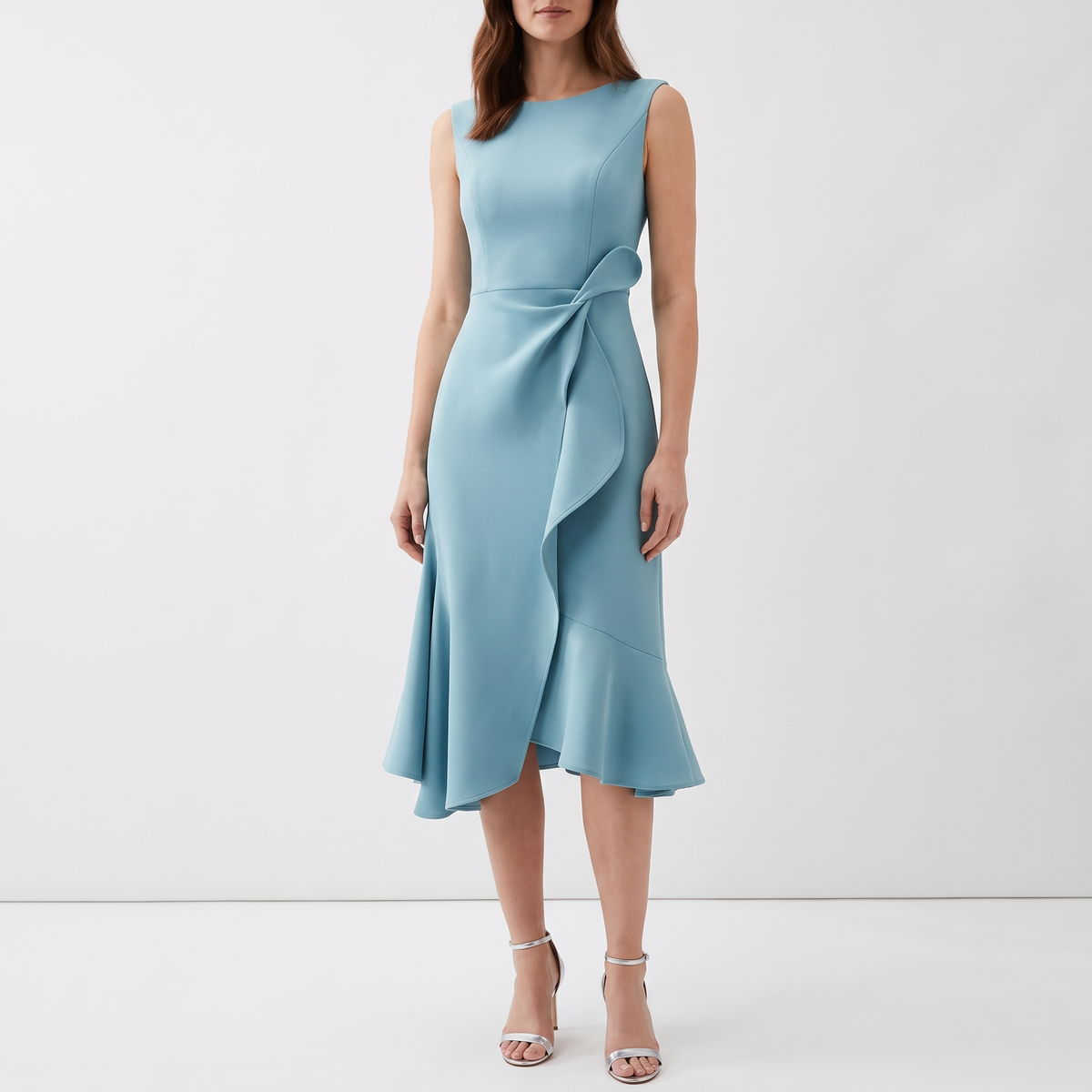 Elodie Ruffle-Hem Wrap Detail Midi Dress