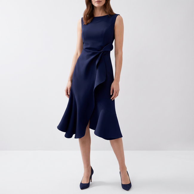 Elodie Ruffle-Hem Wrap Detail Midi Dress
