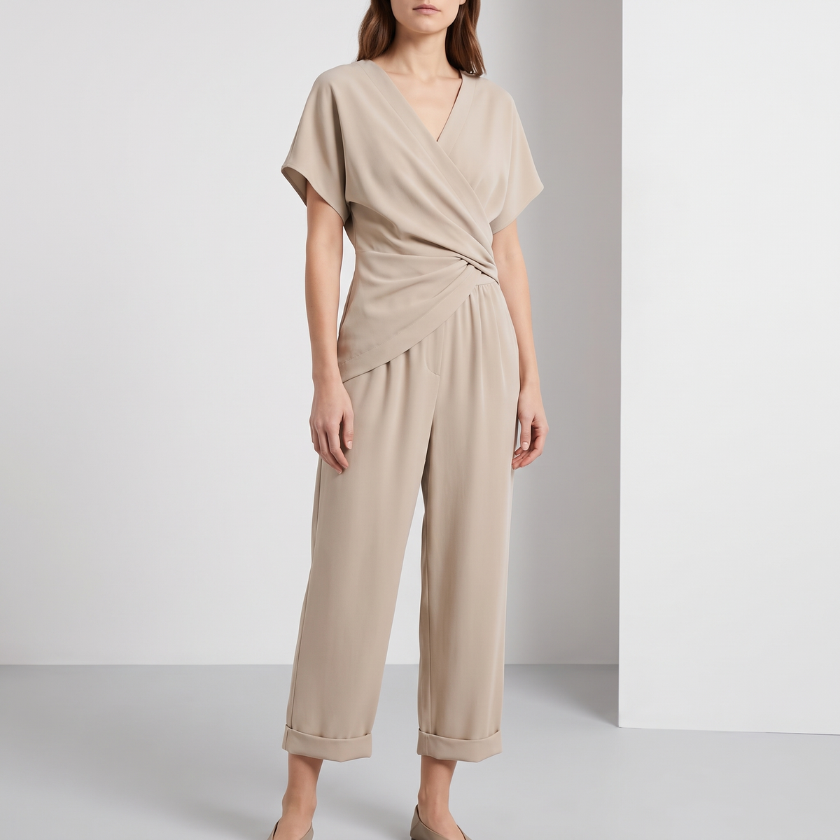 Giselle Wrap-Top and Straight-Leg Pant Set