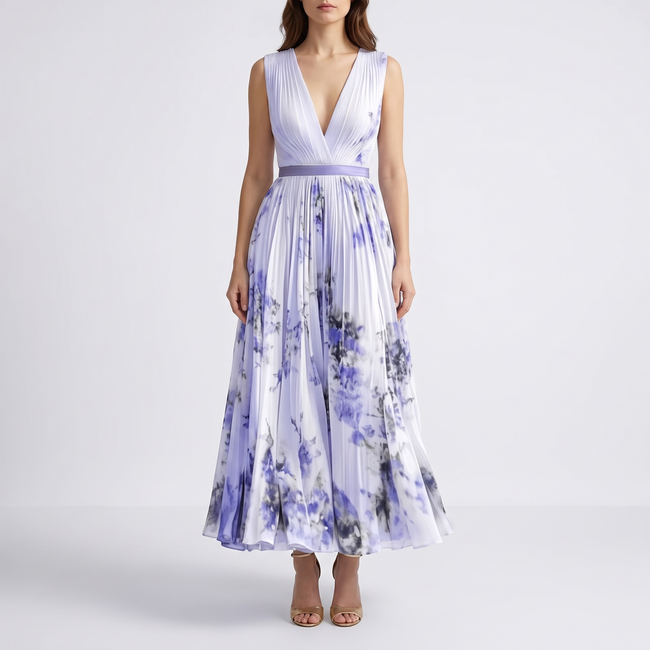 Aurelia Pleated Sleeveless Maxi Summer Dress