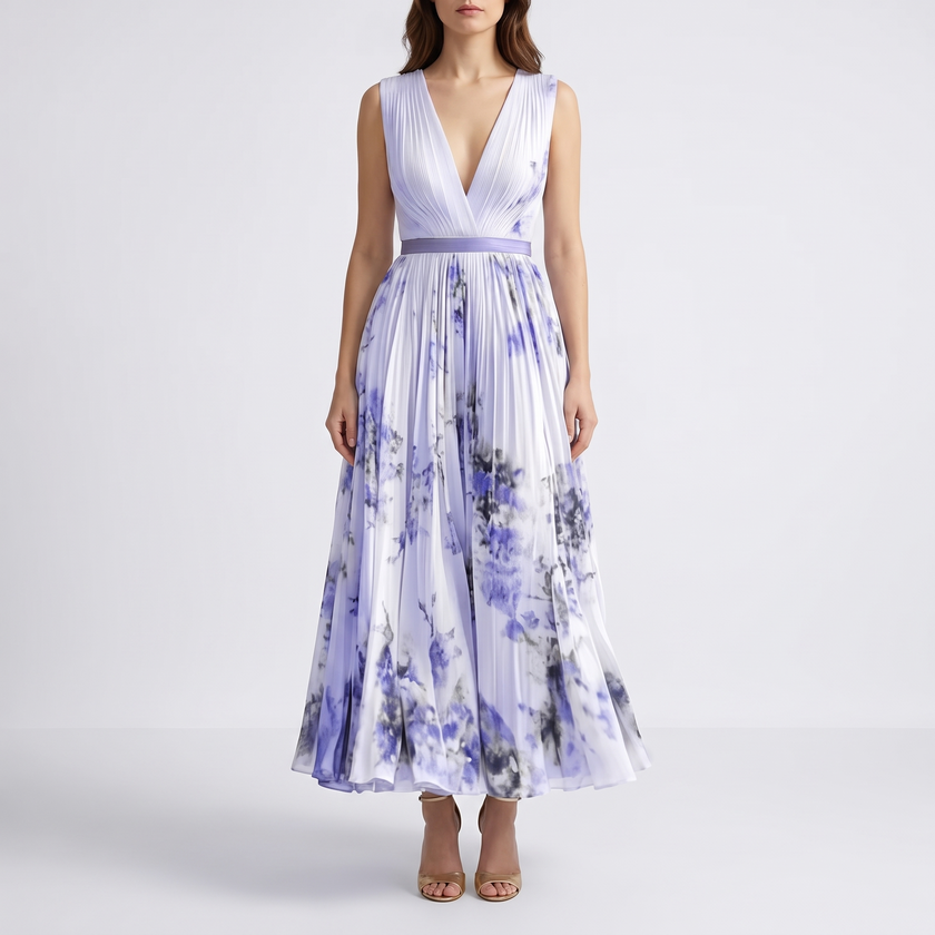 Aurelia Pleated Sleeveless Maxi Summer Dress