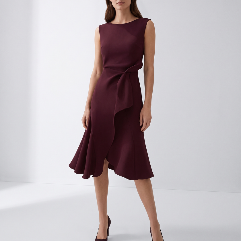Elodie Ruffle-Hem Wrap Detail Midi Dress