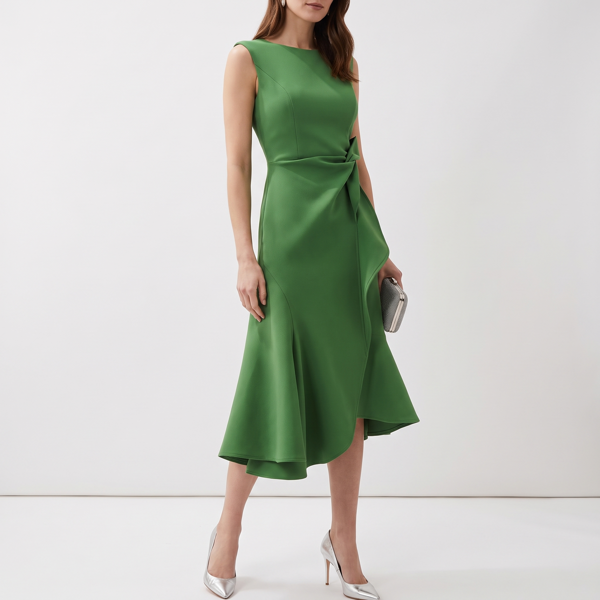 Elodie Ruffle-Hem Wrap Detail Midi Dress
