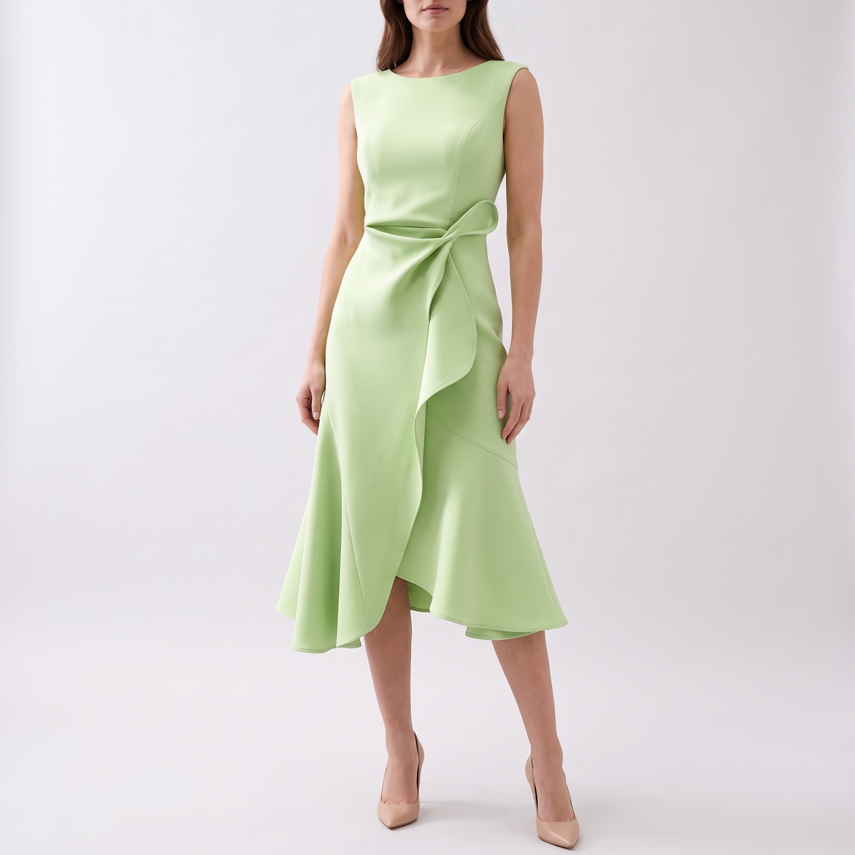 Elodie Ruffle-Hem Wrap Detail Midi Dress