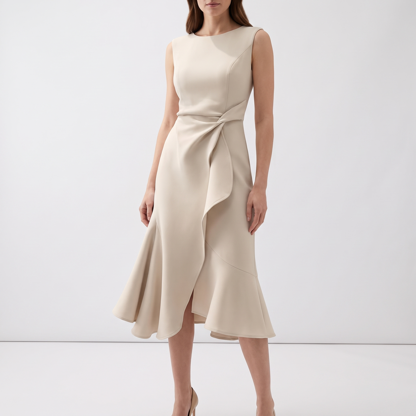 Elodie Ruffle-Hem Wrap Detail Midi Dress