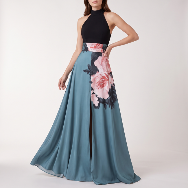 Seraphina Floral Panel Slit Maxi Dress - 1