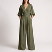 Genevieve Draped Wide-Leg V-Neck Jumpsuit - 8
