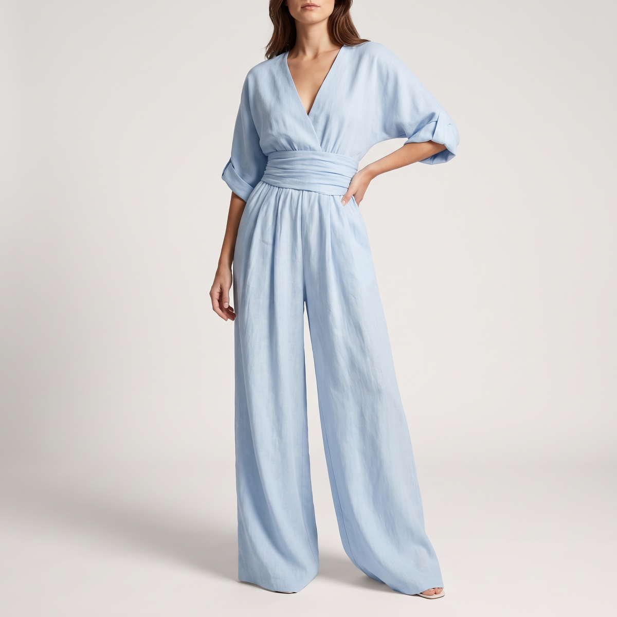Genevieve Draped Wide-Leg V-Neck Jumpsuit - 3