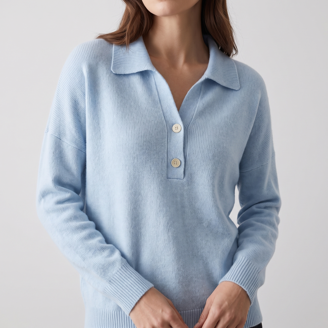 Eliza Refined Collared Button Pullover - 1