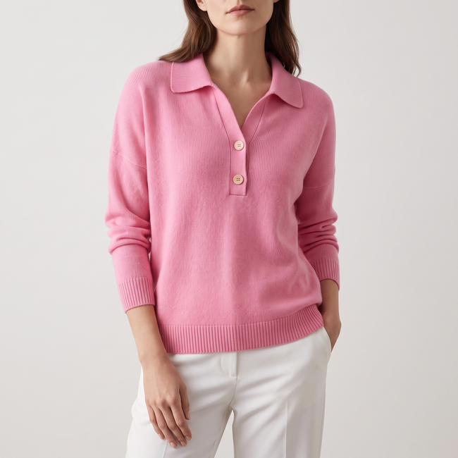 Eliza Refined Collared Button Pullover - 2
