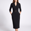 Vivian Belted Classic Collar Midi Dress - 1