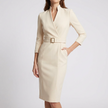 Vivian Belted Classic Collar Midi Dress - 4