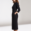Vivian Belted Classic Collar Midi Dress - side view