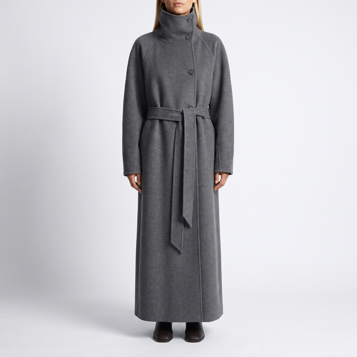 Odette Belted High-Collar Long Coat