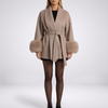 Solene Belted Faux-Fur Cuff Coat