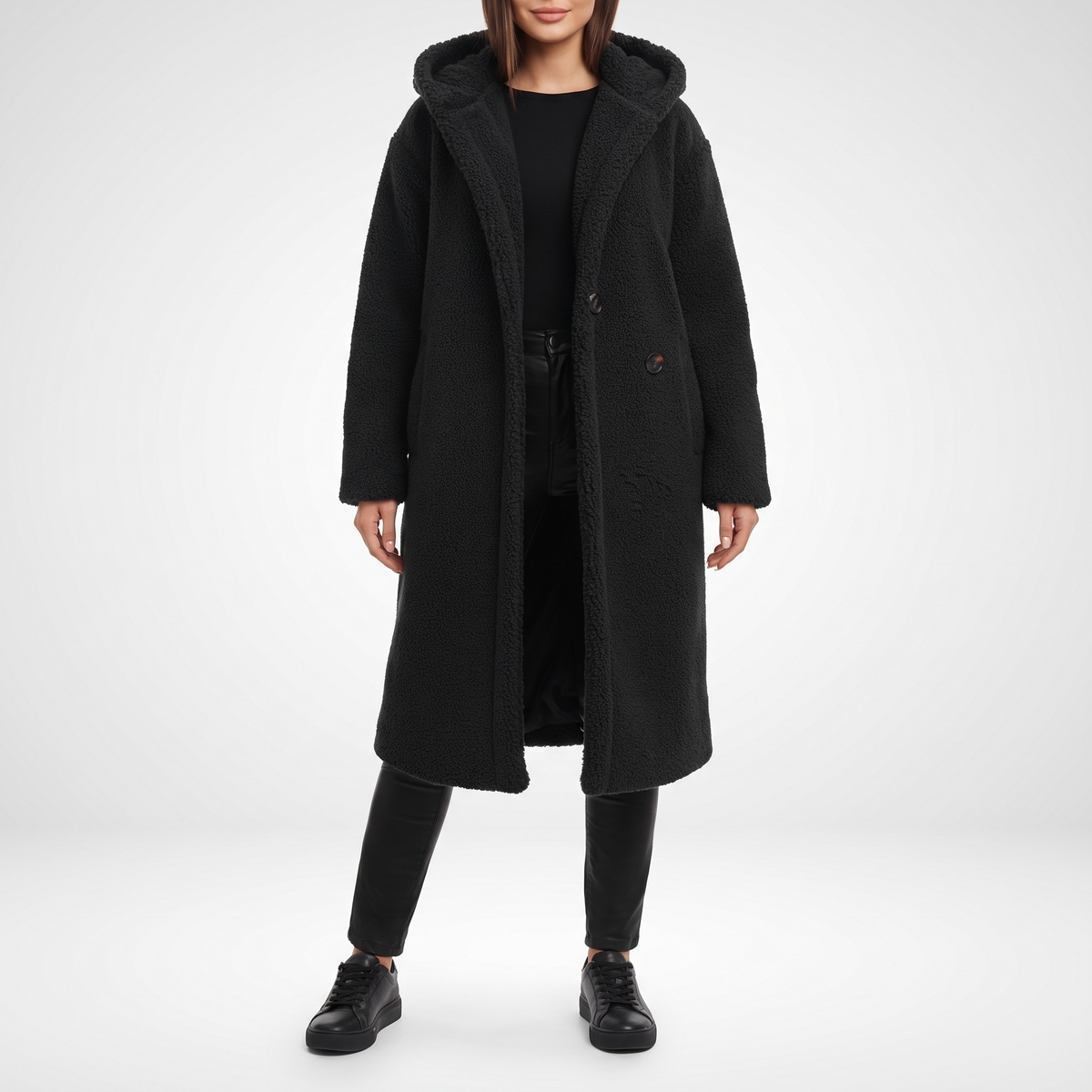 Coralie Hooded Plush Teddy Coat