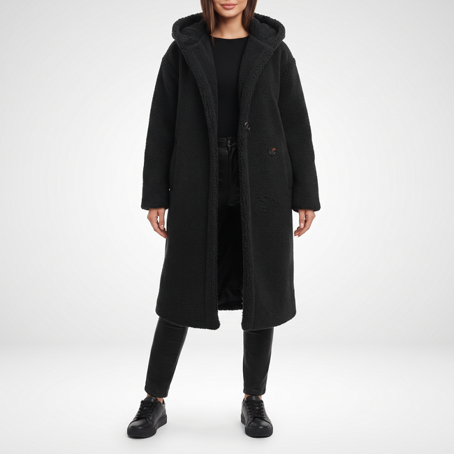 Coralie Hooded Plush Teddy Coat
