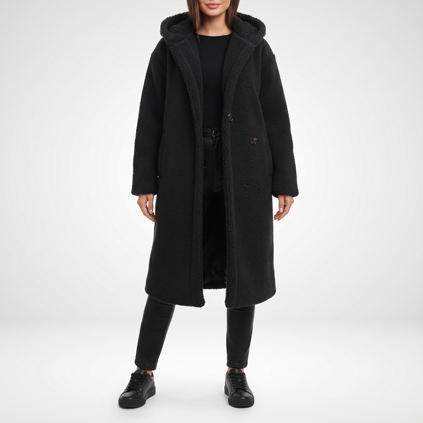Coralie Hooded Plush Teddy Coat