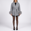 Solene Belted Faux-Fur Cuff Coat