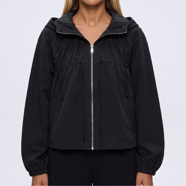 Sabine Hooded Gathered-Hem Windbreaker