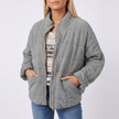 Juliette Quilted Oversized Bomber Jacket - Gray