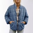 Juliette Quilted Oversized Bomber Jacket - Blue