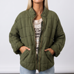 Juliette Quilted Oversized Bomber Jacket - Green