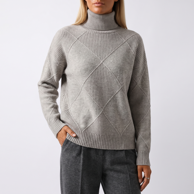 Celeste Plush Turtleneck Sweater - Gray