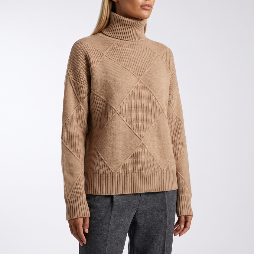 Celeste Plush Turtleneck Sweater - Brown