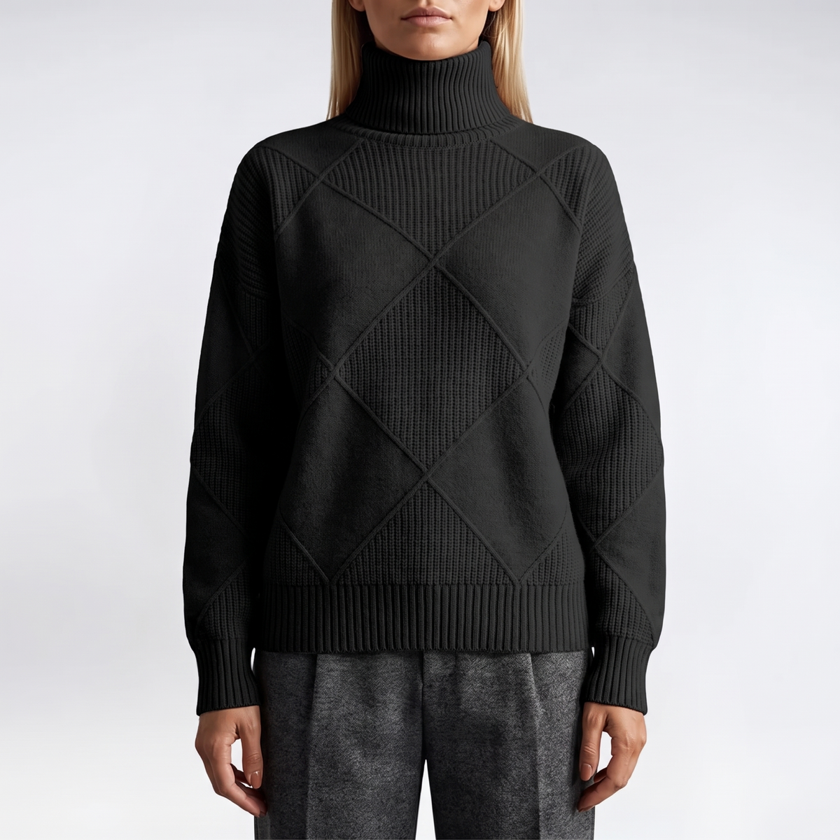 Celeste Plush Turtleneck Sweater - Black