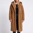 Coralie Hooded Plush Teddy Coat - Khaki