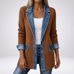 Capucine Patchwork Contrast Denim Jacket - Khaki
