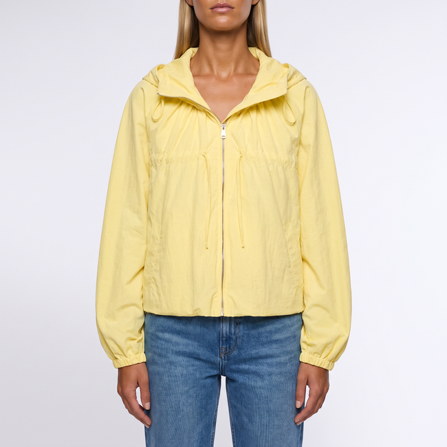 Sabine Hooded Gathered-Hem Windbreaker - Yellow